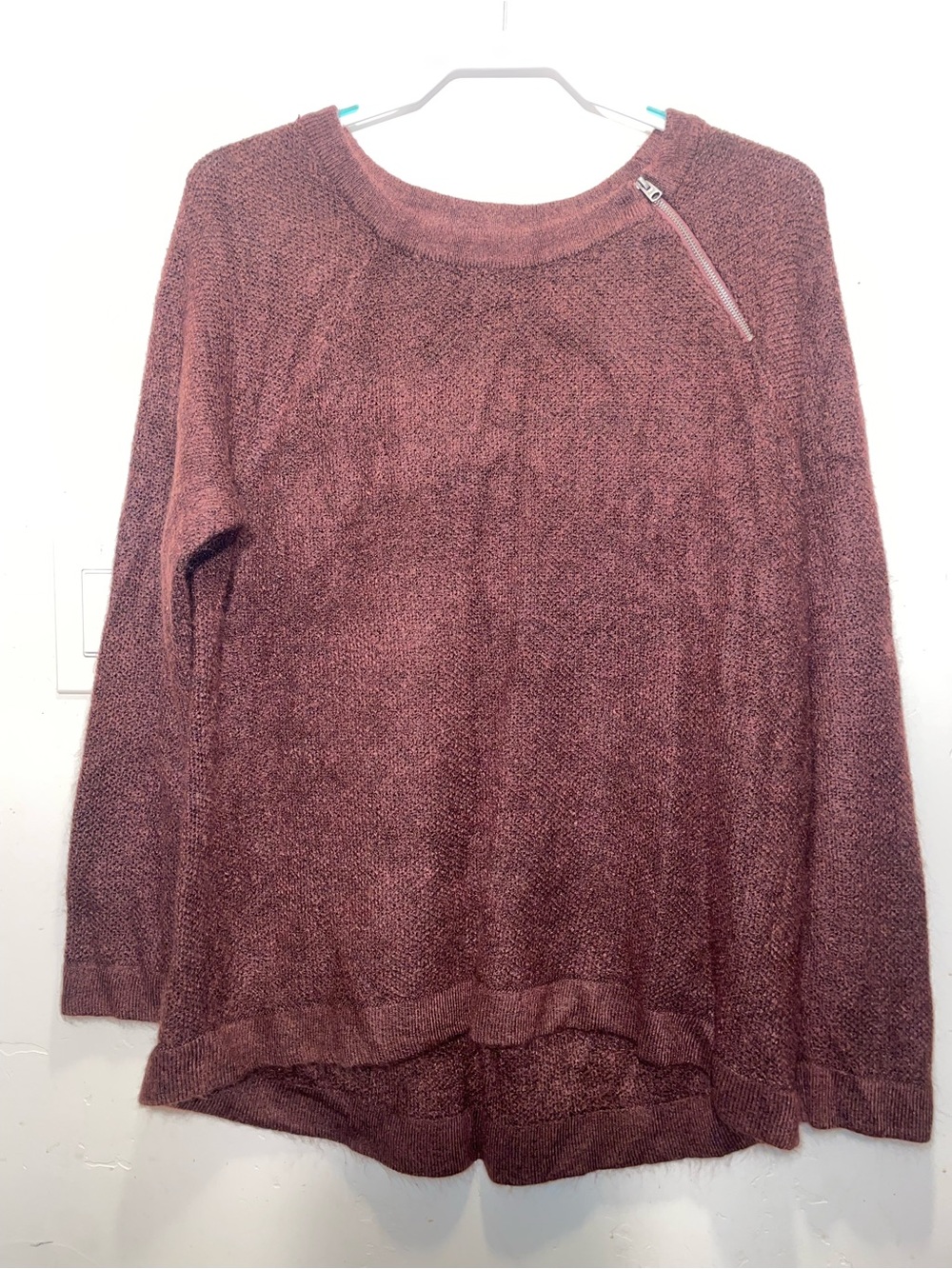 Abercrombie‎ & Fitch brown Zip-Accent Crewneck Sweater
